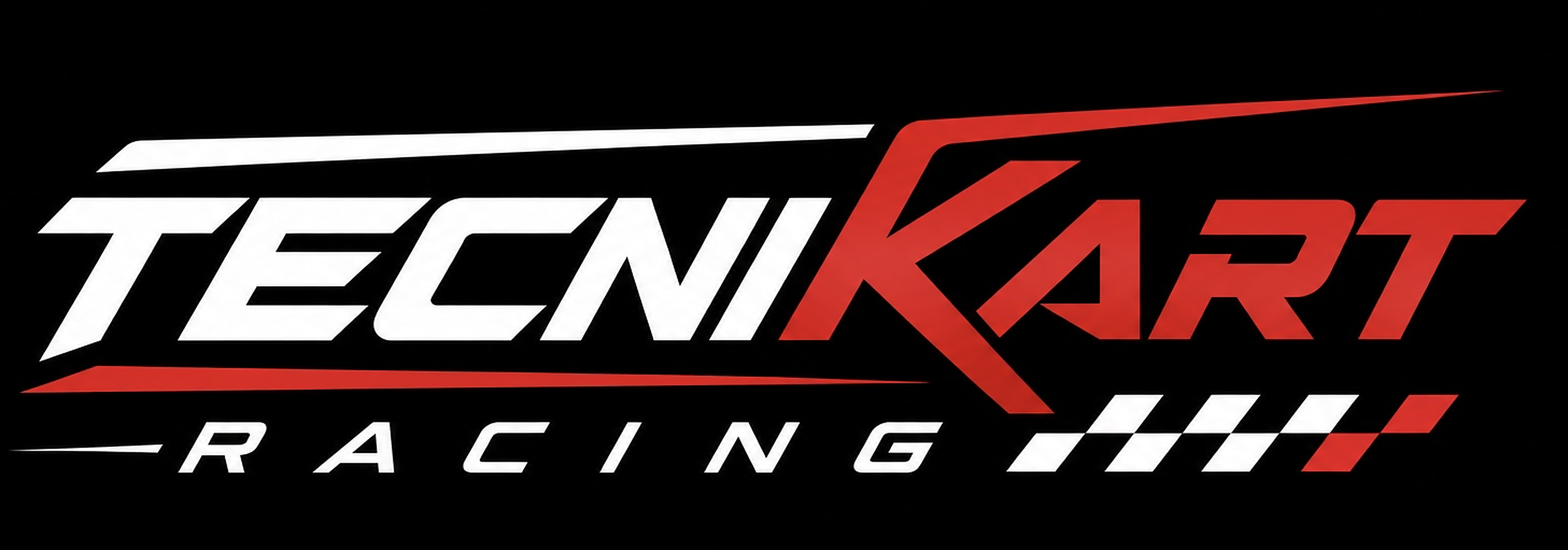 Current Tecnikart Racing logo in white and red on black.